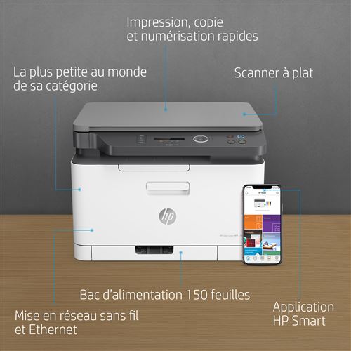 Imprimante multifonction HP Laser Couleur 178nw Blanc
