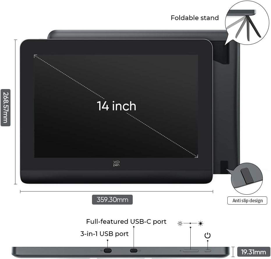 Tablette graphique numérique Artist Pro 14 (2e génération) avec stylet sans pile, résolution 2K, écran 14 pouces.
